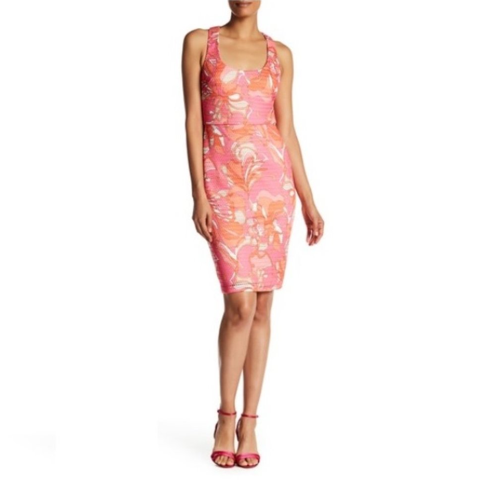 Trina Turk Luring Dress Paisley Racerback Sleeveless Tank Pink Orange Size 6